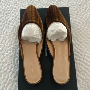 Club Monaco Women’s Zaydie Brown Velvet Mule Slip On Flats New size 9